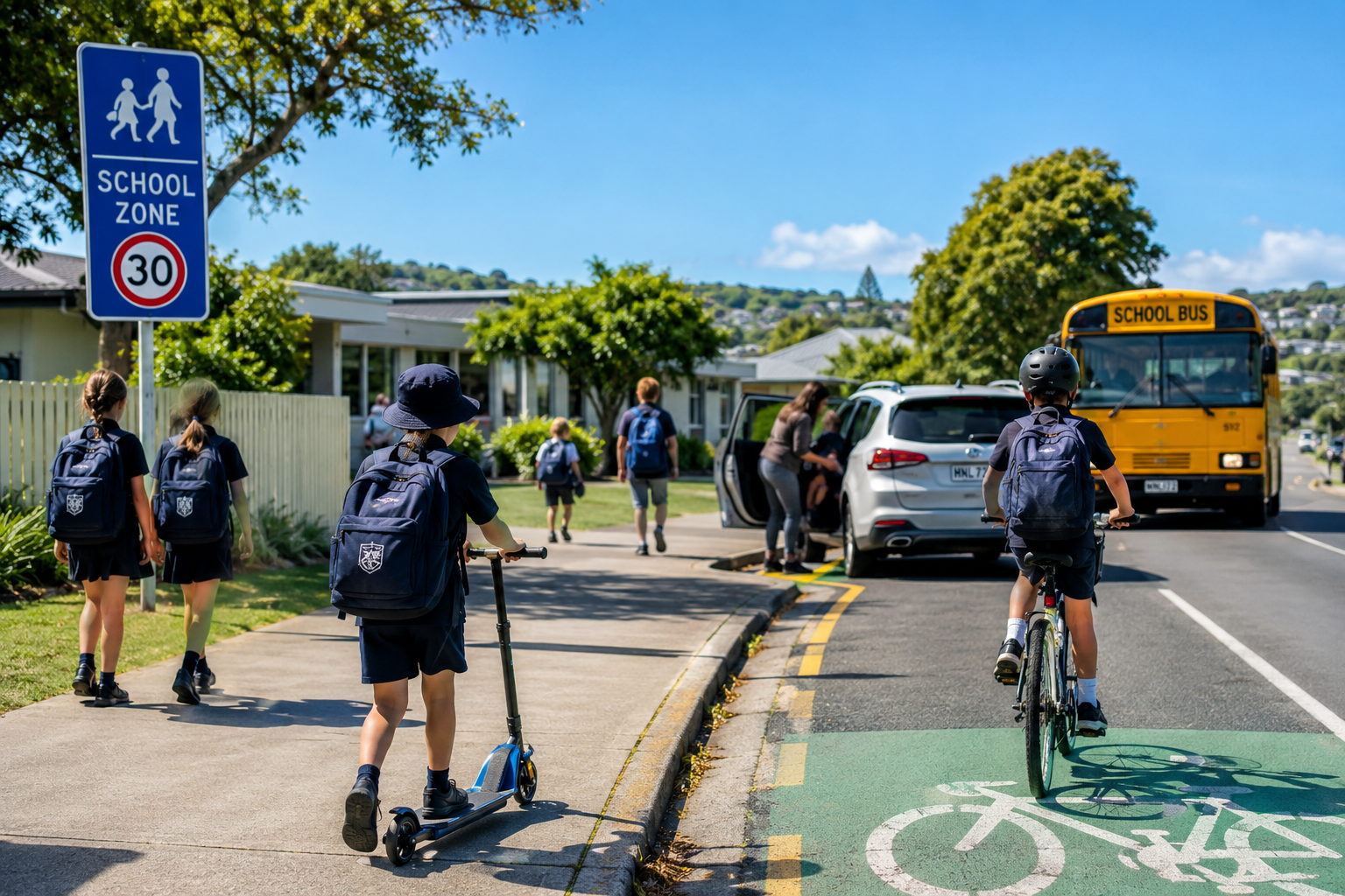ニュージーランドの通学風景